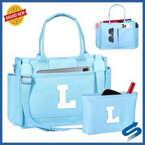 Personalized Monogram Tote Bag with Matching Makeup Bag Spacious Multiple